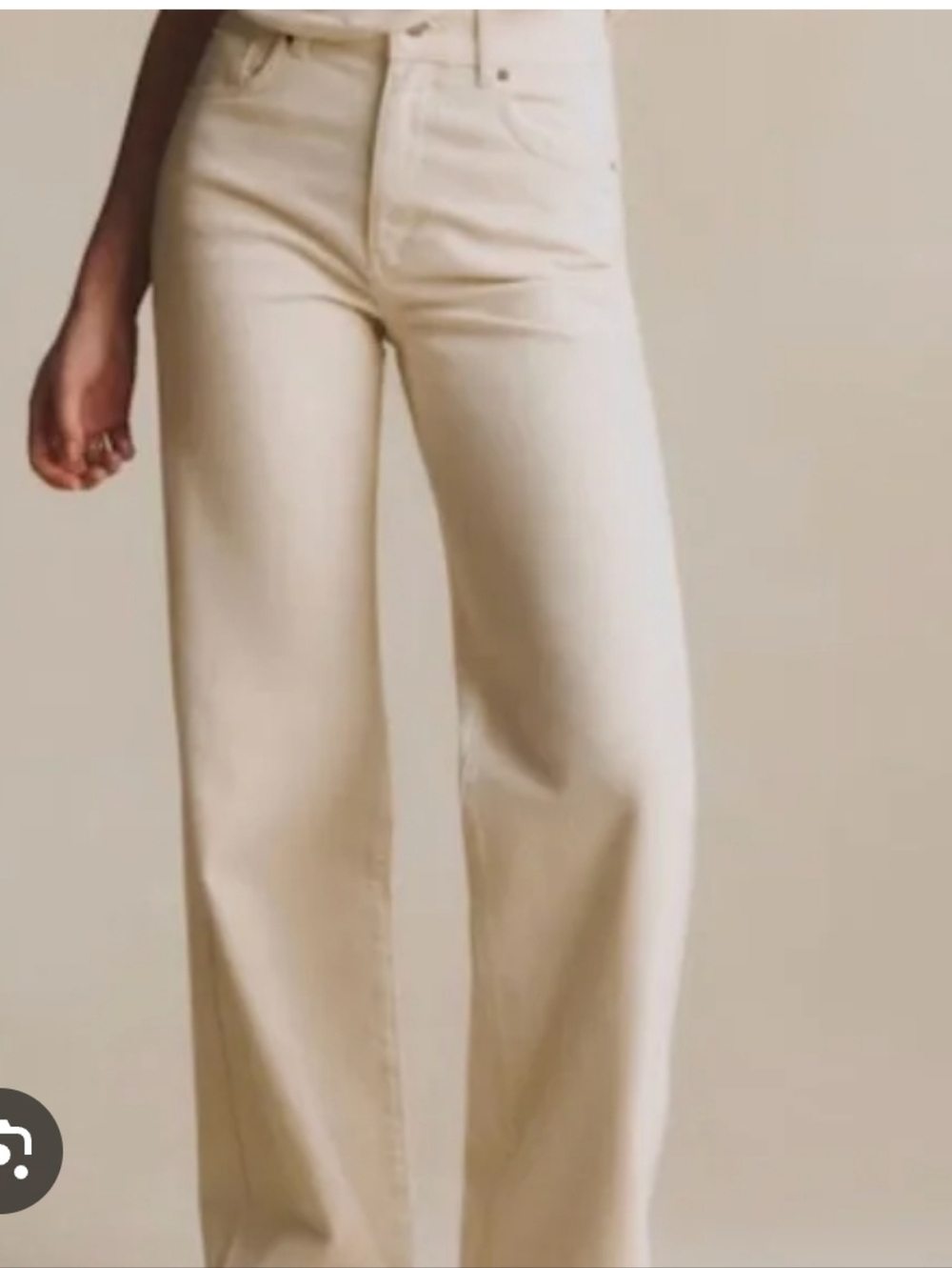 Sézane Wide Leg Trousers Mottled Ecru NWT Size 46 / US 14